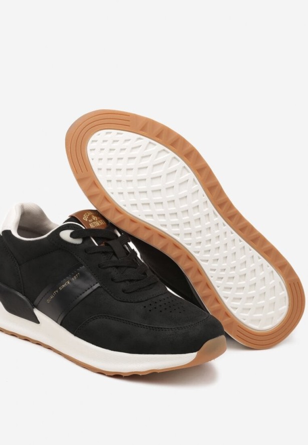 Czarne Buty Sportowe Sneakersy z Ozdobnym Napisem Zaliadne