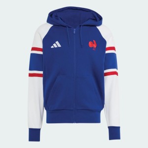 Bluza z kapturem Francja Rugby Travel z suwakiem na całej długości