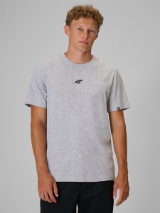 4F T-shirt regular z nadrukiem męski - szary L