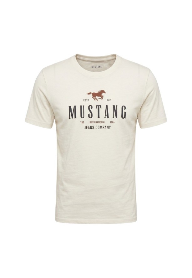 Męski T-Shirt Mustang Style Alex C Print Whisper White 1016683 2013