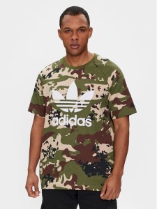 adidas T-Shirt Camo IS0215 Zielony Regular Fit