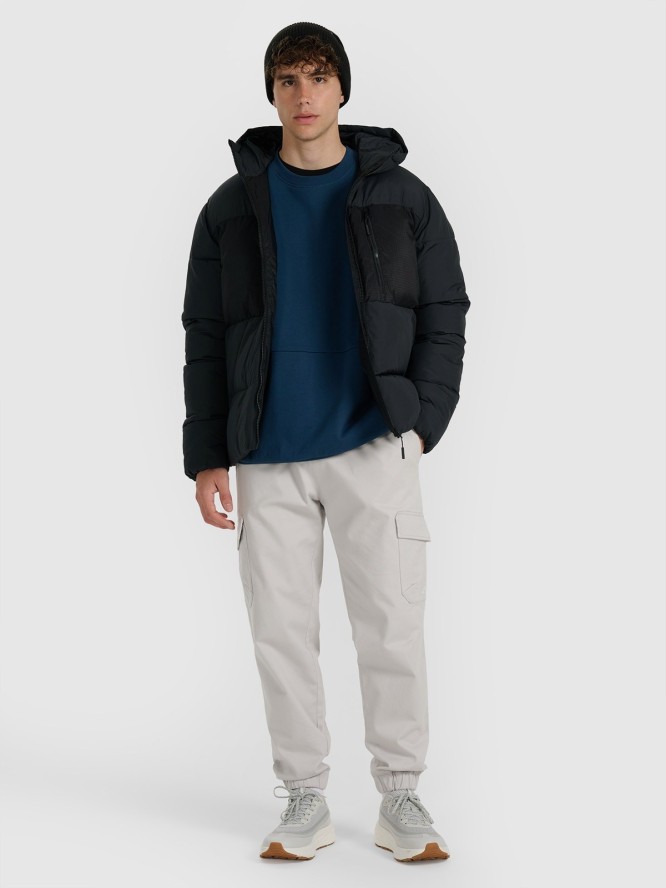 4F Kurtka puchowa z syntetycznym wypełnieniem męska - czarna 3XL