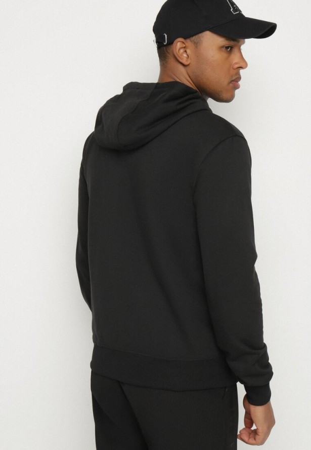 Czarna Bluza z Bawełną Kapturem i Sznurkami Asallin