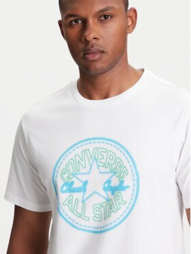 Converse T-Shirt Neon Sign All Star Patch 10027722-A02 Biały Regular Fit