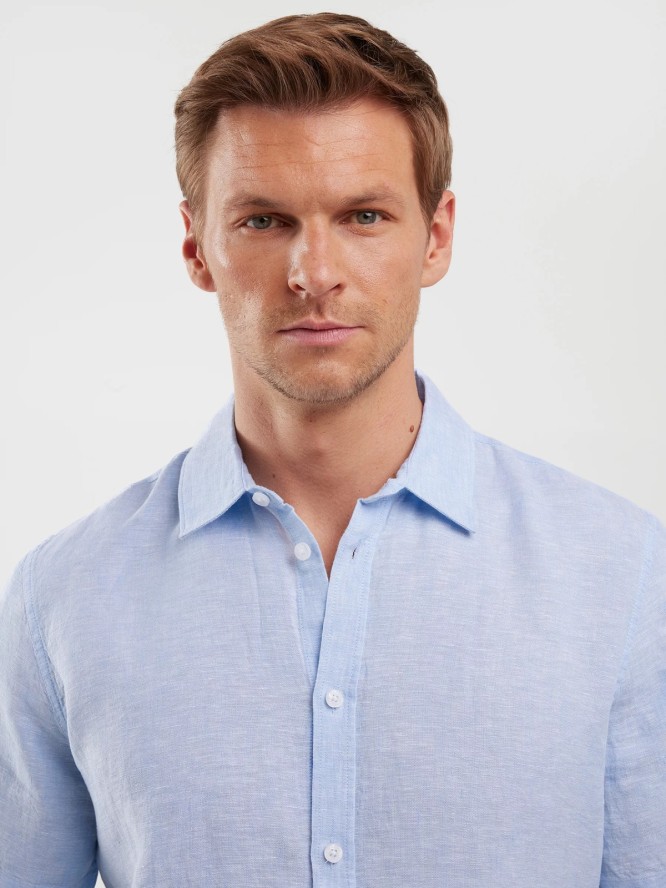 Lniana koszula męska z krótkim rękawem Linerso 400