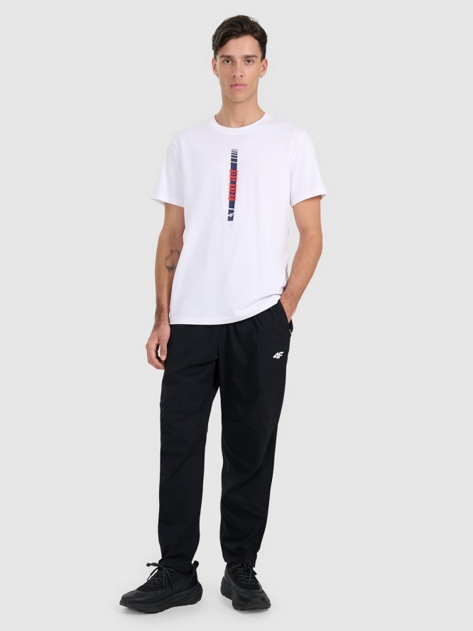 4F T-shirt regular z nadrukiem męski - biały S