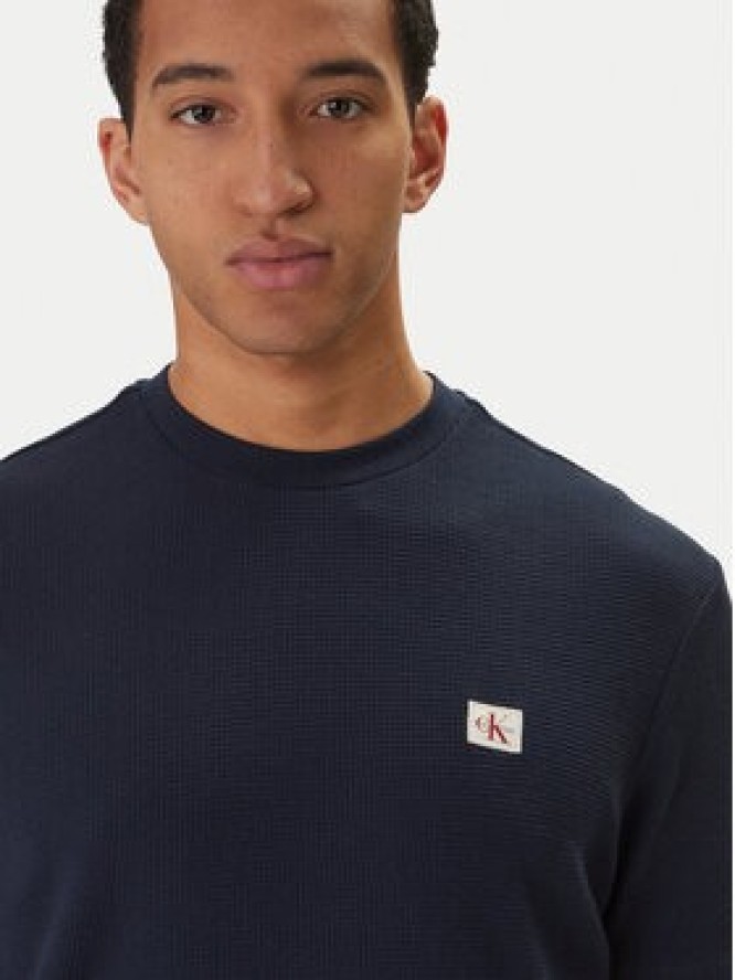 Calvin Klein Jeans T-Shirt Waffle Badge LV04RD008G Granatowy Regular Fit