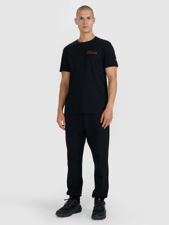 4F T-shirt regular z nadrukiem męski - czarny XL