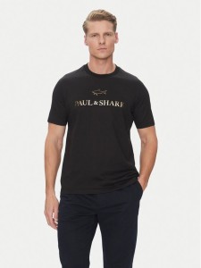 Paul&Shark T-Shirt C0P1239 Czarny Regular Fit