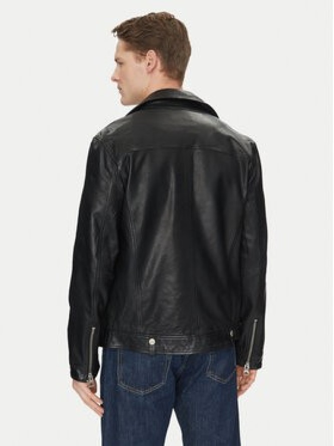 Guess Kurtka skórzana M2YL12 L0QN0 Czarny Regular Fit