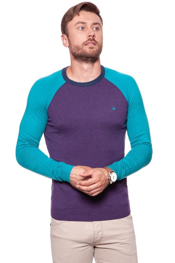 MĘSKI SWETER WRANGLER RAGLAN KNIT PURPLE PENNANT W86152PWT 112132310