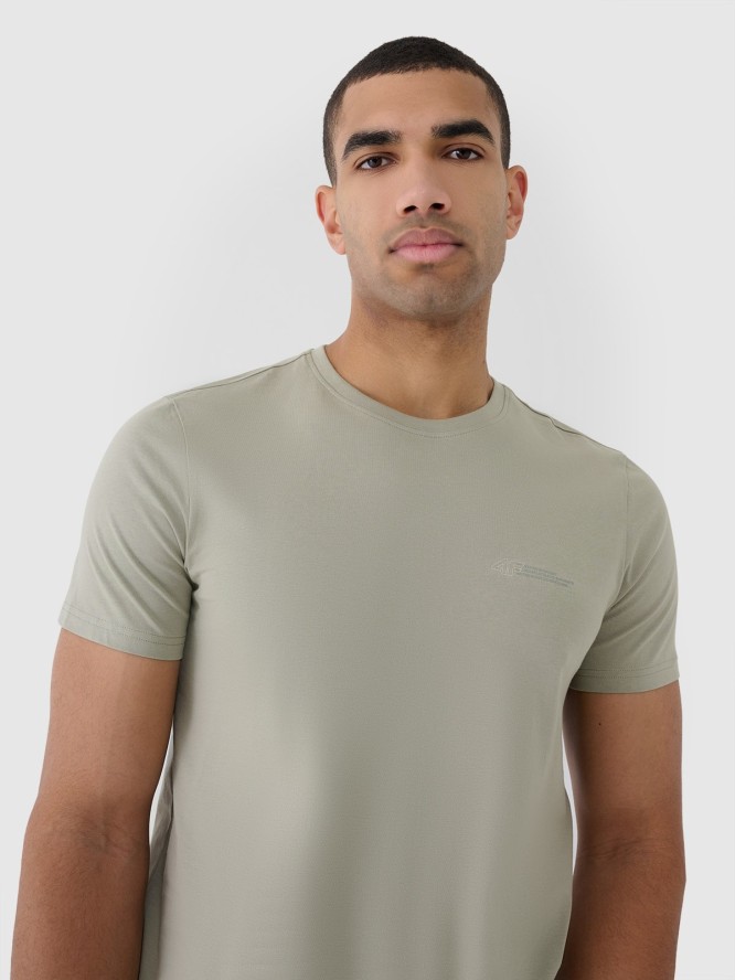 4F T-shirt regular gładki męski - oliwkowy/khaki L