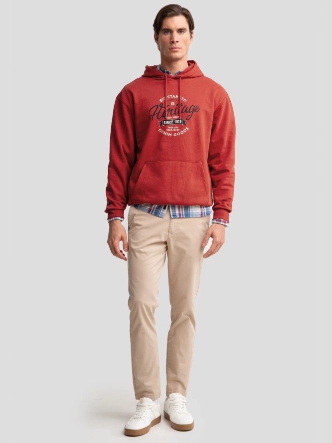 Bluza męska z kapturem z nadrukiem czerwona Herity 704