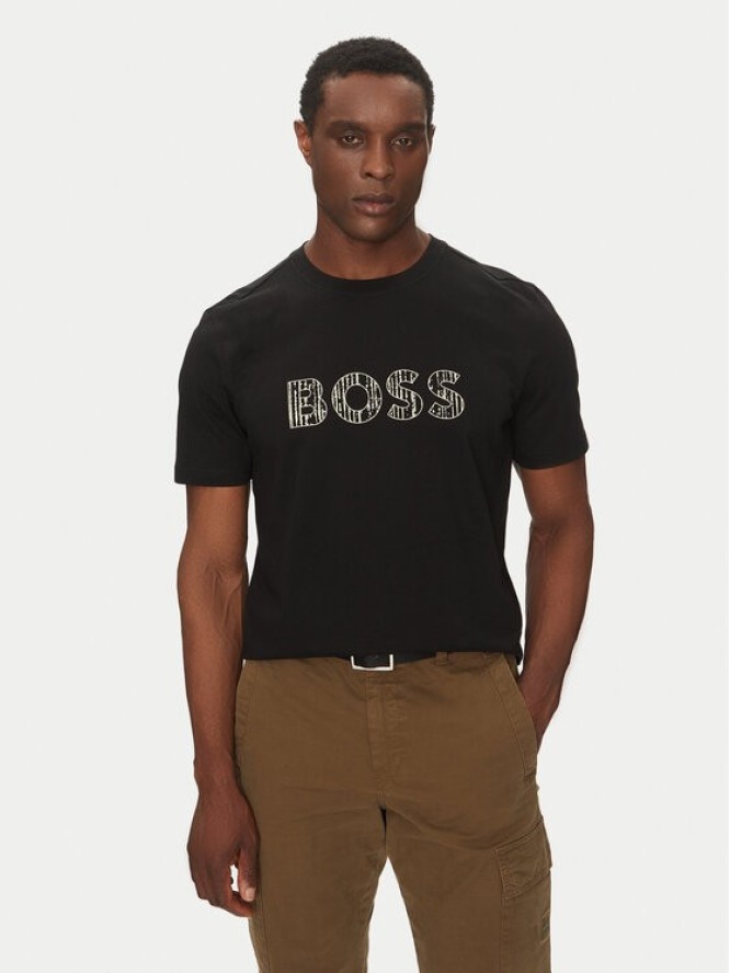 BOSS T-Shirt Te_Logotexture 50534923 Czarny Regular Fit