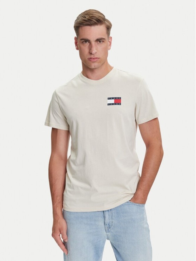 Tommy Jeans T-Shirt Essential DM0DM20740 Beżowy Slim Fit