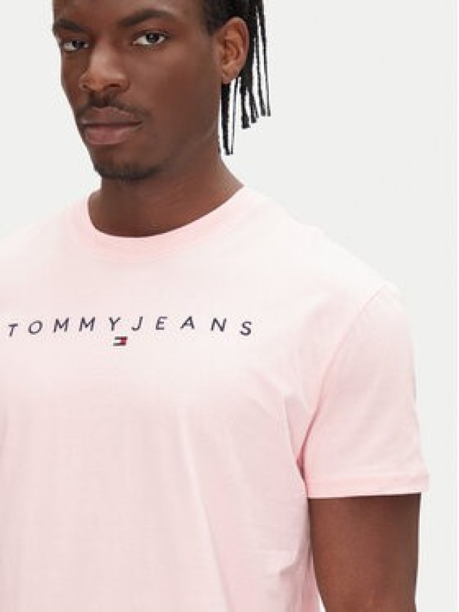 Tommy Jeans T-Shirt Linear Logo DM0DM20744 Różowy Regular Fit