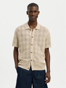 Selected Homme Koszula 16097564 Beżowy Regular Fit