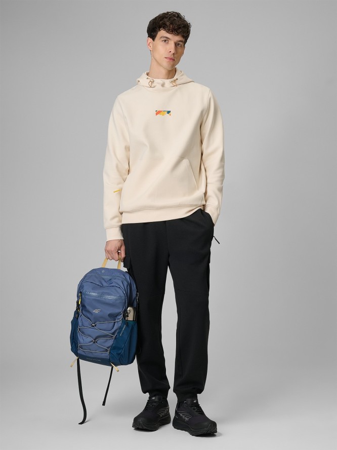 4F Bluza dresowa regular z kapturem męska - beżowa L