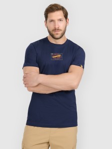 4F T-shirt regular z nadrukiem męski - granatowy L