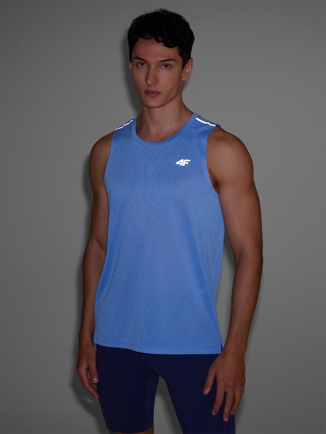 4F Tank top do biegania regular szybkoschnący męski - niebieski L