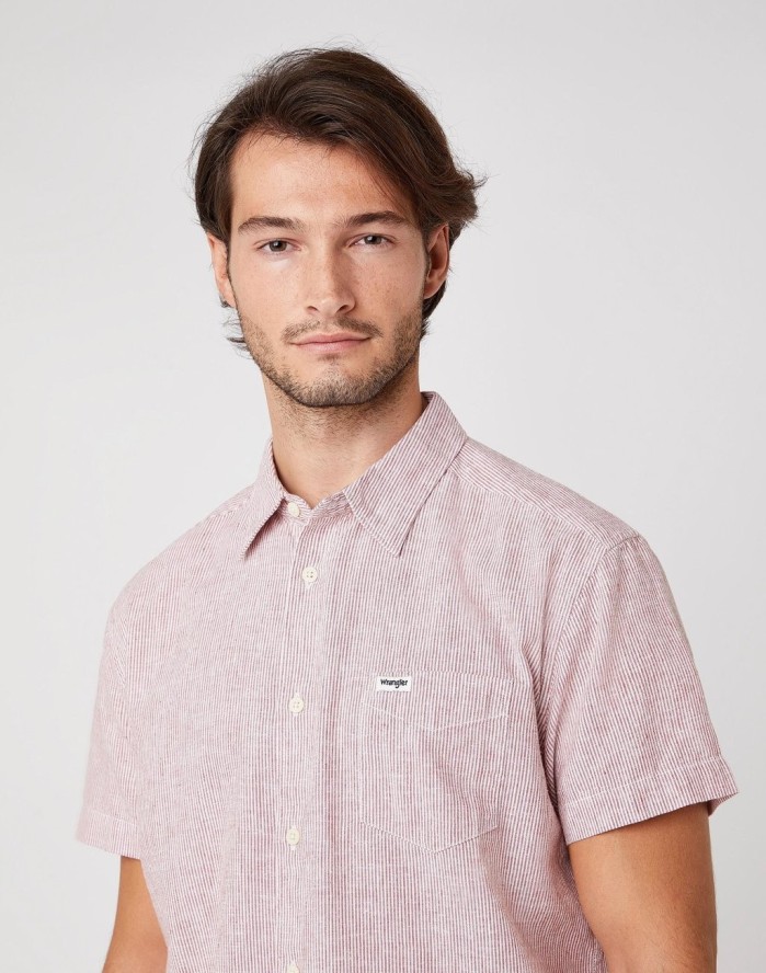KOSZULA MĘSKA WRANGLER SS 1PKT SHIRT BARN RED W5J6OFXER 112130187