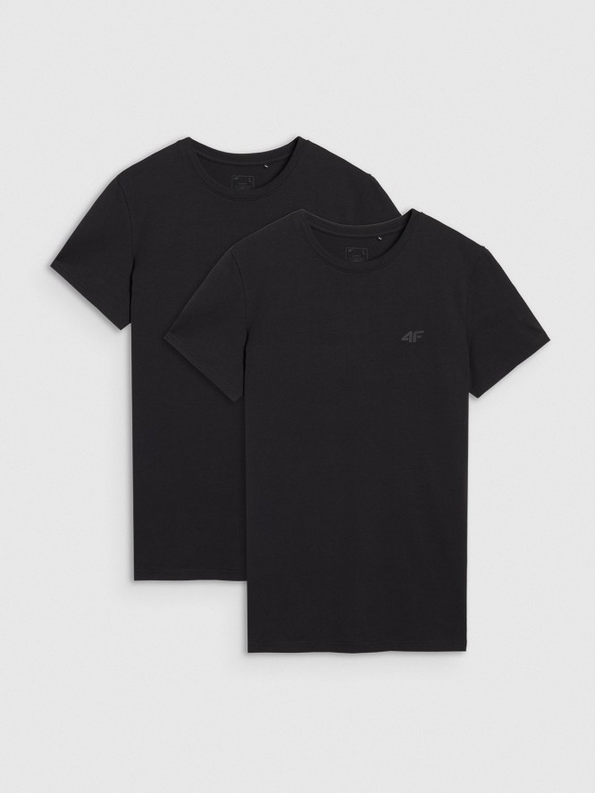 4F T-shirt slim gładki męski (2-pack) - czarny XL