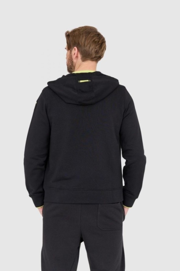 BLAUER Czarna męska rozpinana bluza z kapturem, Rozmiar M