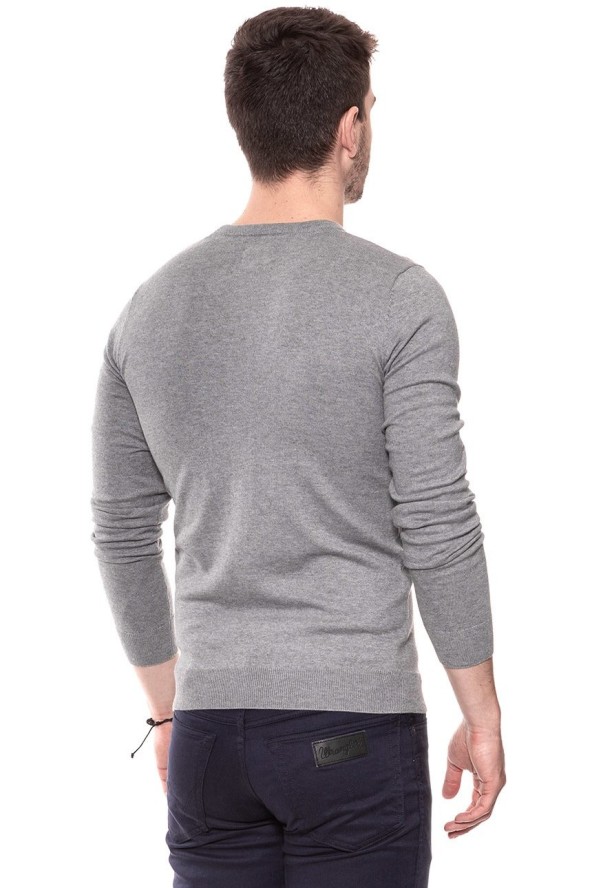 MĘSKI SWETER WRANGLER CREW KNIT MID GREY MEL W85674Q37 112132253