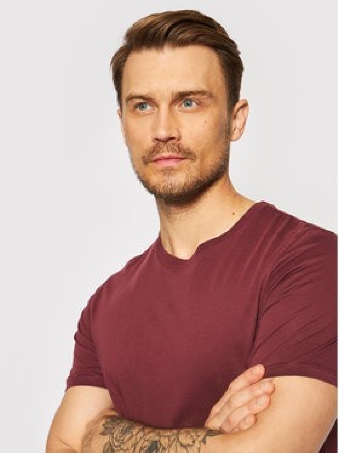 Jack & Jones T-Shirt Organic Basic 12156101 Bordowy Slim Fit