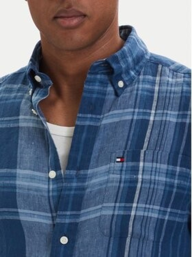 Tommy Hilfiger Koszula Madras Check MW0MW42399 Niebieski Regular Fit