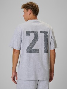 4F Regular Size: T-shirt loose z nadrukiem 4F | Tomasz Fornal - szary L