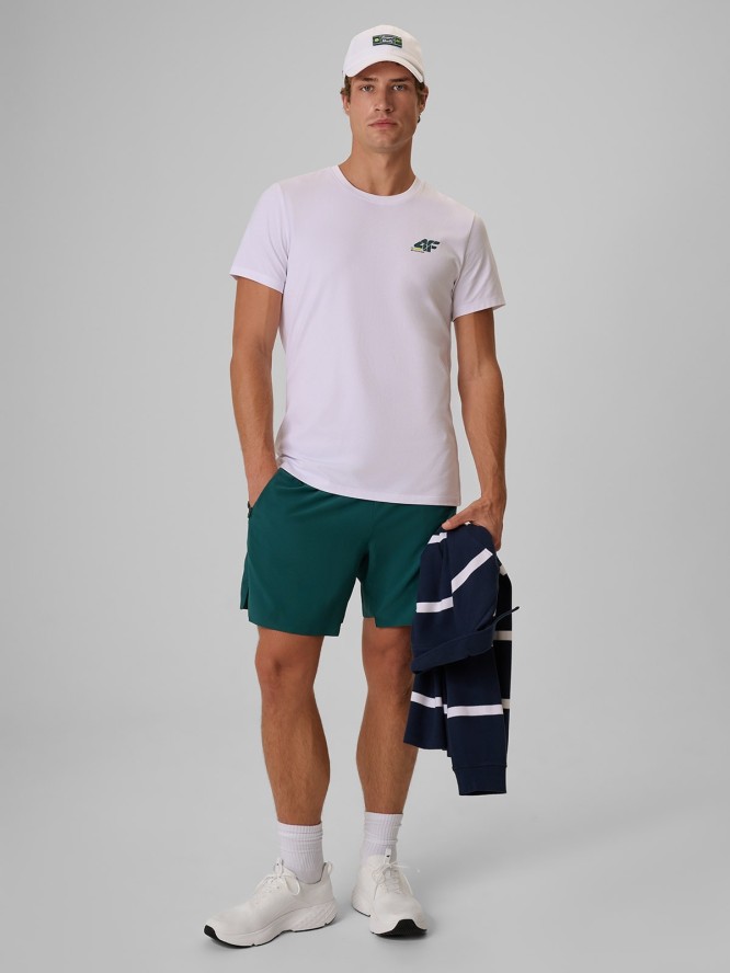 4F T-shirt slim gładki męski - biały S