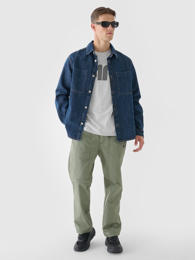 4F T-shirt regular z nadrukiem męski - szary M