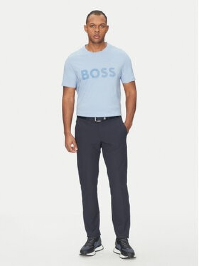 BOSS T-Shirt Tape Logo 50530990 Błękitny Regular Fit