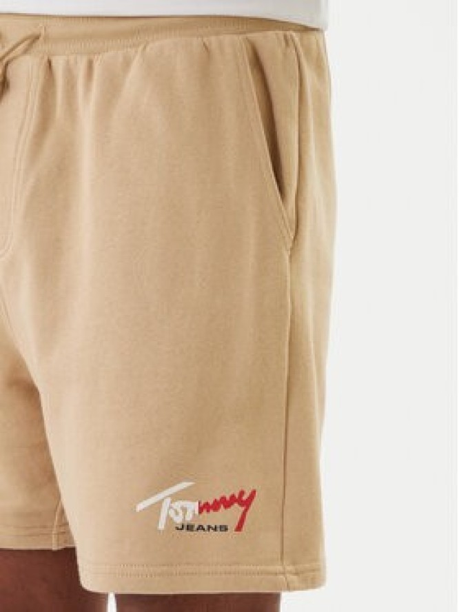 Tommy Jeans Szorty sportowe Signature DM0DM23017 Beżowy Regular Fit