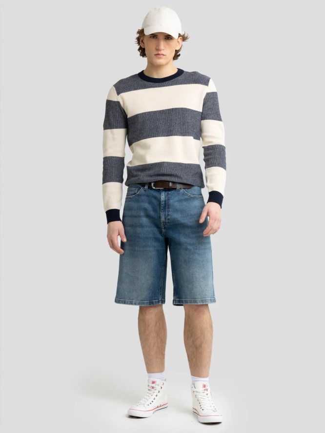 Szorty męskie jeansowe z przetarciami niebieskie Aleksy Workwear 422