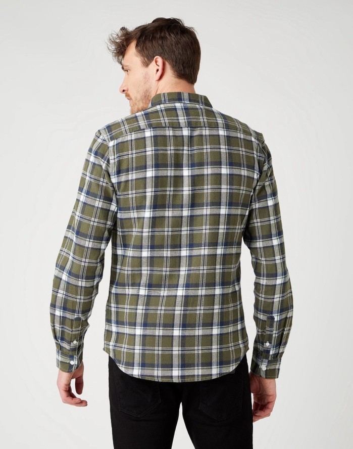 MĘSKA KOSZULA WRANGLER LS 1 PKT SHIRT IVY GREEN W5F1B3XIX 112141439