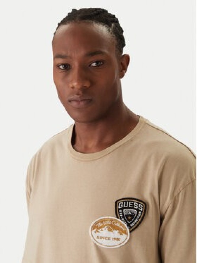 Guess T-Shirt M6RI07 KBW41 Beżowy Regular Fit