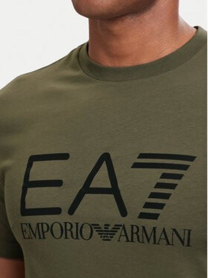 EA7 Emporio Armani T-Shirt 7M001412 AF22264 U7014 Zielony ciemny Regular Fit