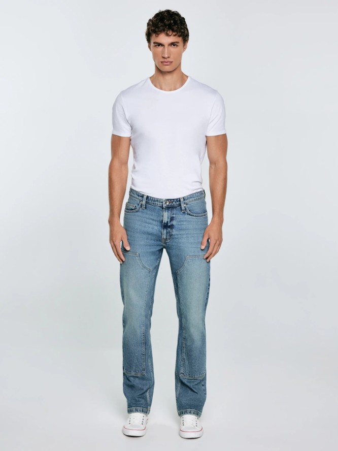 Jeansy męskie z przeszyciami niebieskie Colt Double Knee 406