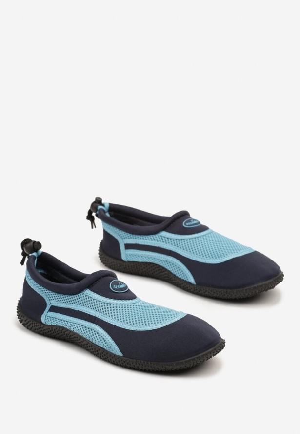 Granatowo-Niebieskie Buty Sportowe do Wody z Siateczki z Elastyczną Podeszwą Camagia