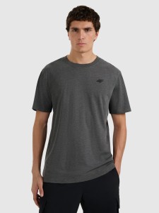 4F T-shirt regular gładki męski - szary M