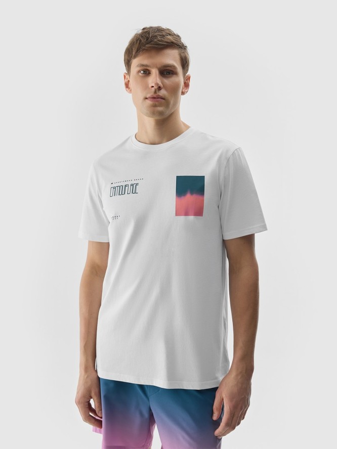 4F T-shirt z nadrukiem męski - biały XL