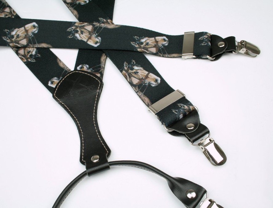 Męskie Szelki Szerokie, Skóra Naturalna - HIS STORY - Głowa Konia