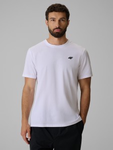 4F T-shirt regular gładki męski - biały XXL