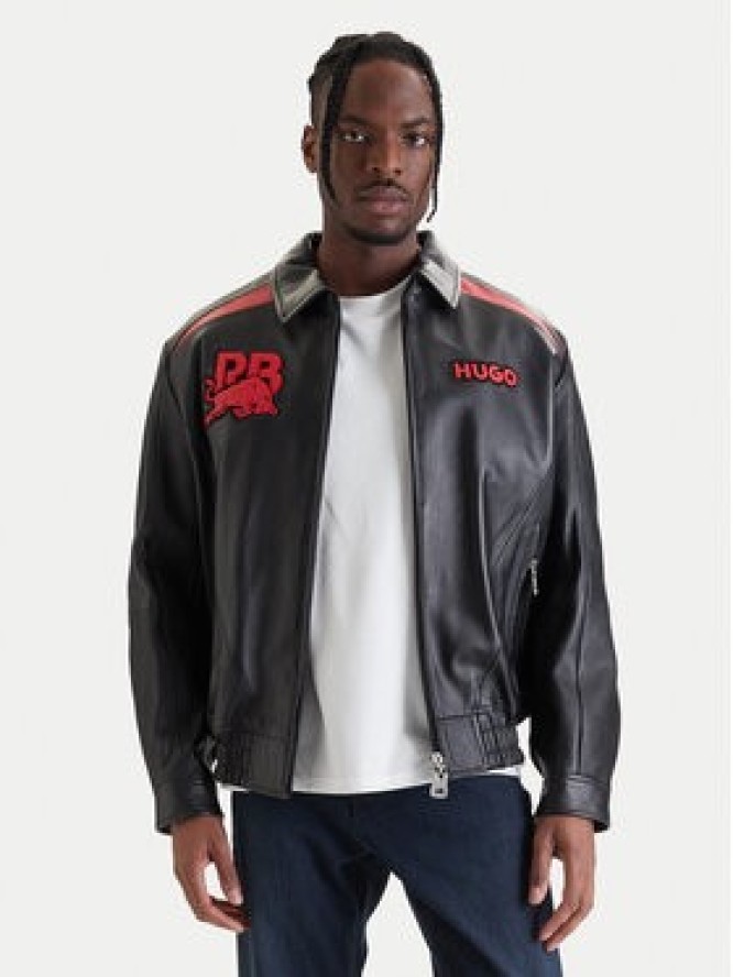 HUGO Kurtka skórzana Lugor 50559737 Czarny Regular Fit