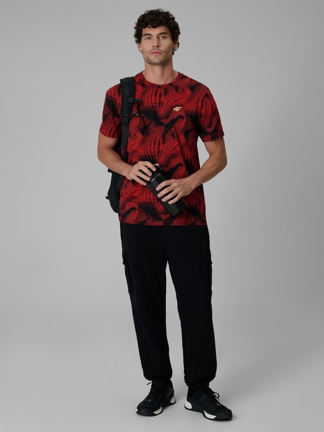 4F T-shirt regular z nadrukiem męski - czerwony L