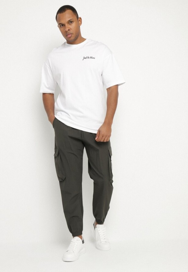 Ciemnozielone Spodnie Cargo z Odpinanym Łańcuchem Efandrel