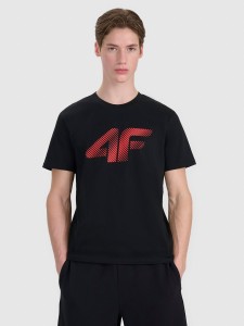 4F T-shirt regular z nadrukiem męski - czarny S