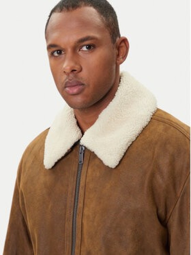 BOSS Kurtka skórzana Jonier 50547567 Beżowy Relaxed Fit